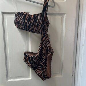 Shade & Shore Zebra Print Bikini - Black and Brown